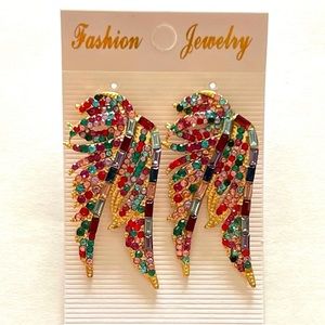 Angel Wing Earrings Gem-Encrusted